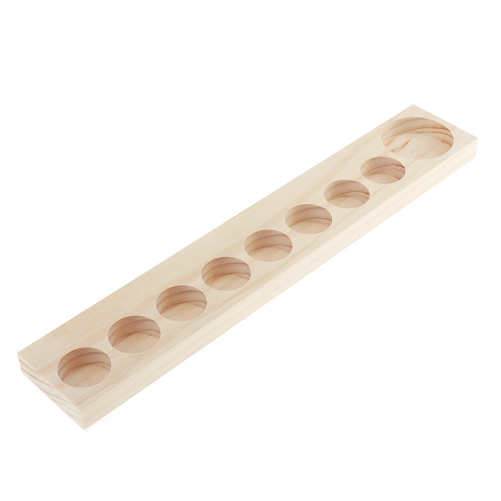 Natural Wooden Essential Oil Holder - Wood Rack Stand for 9 Bottles Organizer of 15ml