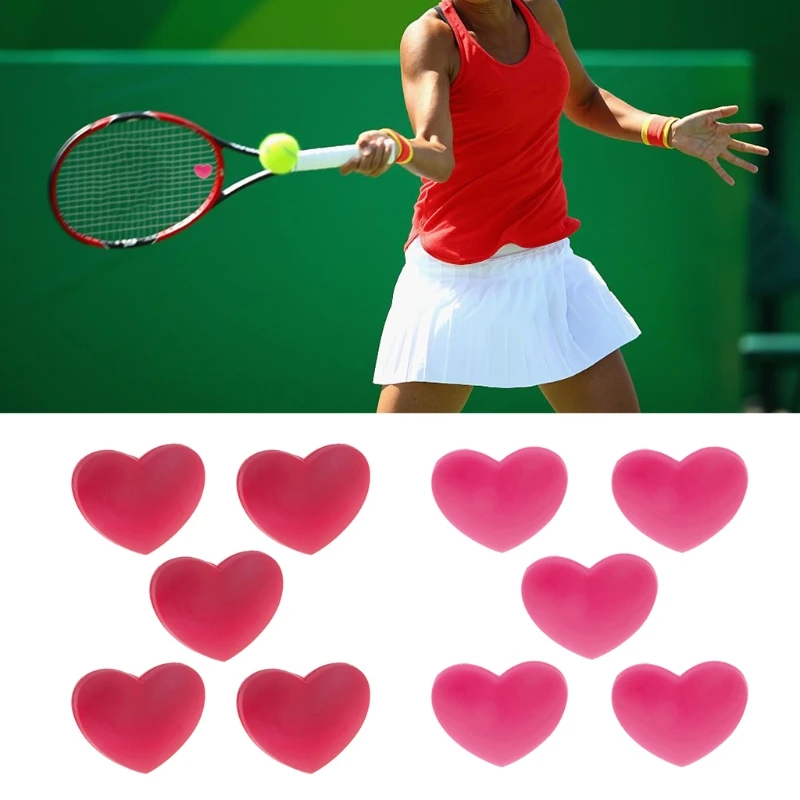 10 Pcs Vibration Dampeners Silicone Heart Shaped Tennis Accessory for Athletes 