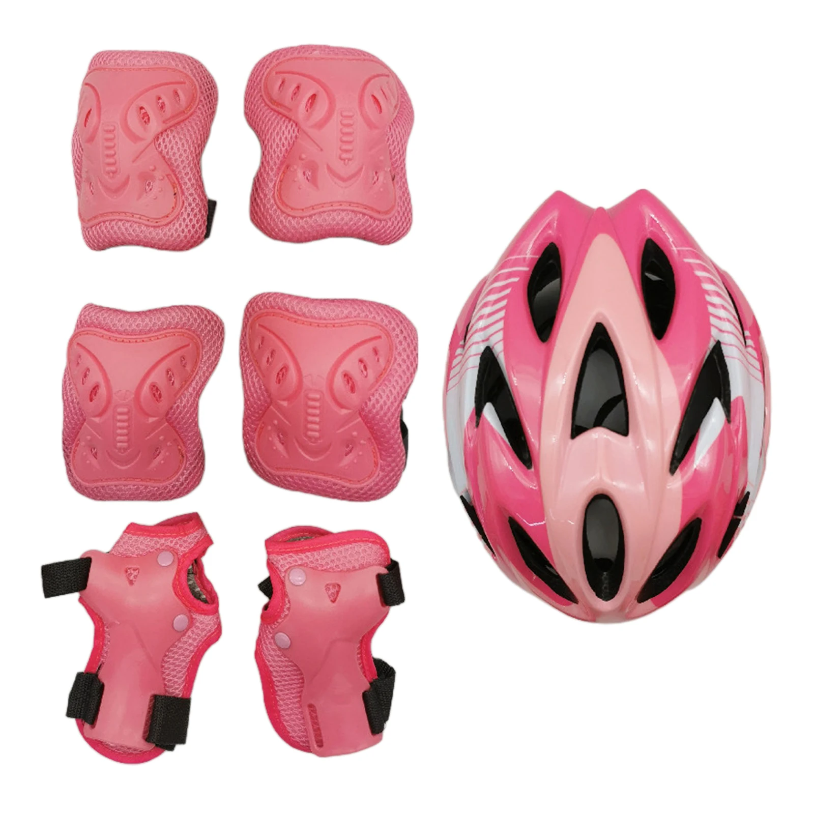 Complete 7pcs Roller Skating Protector Elbow Knee Pads Helmet Kids Riding Skateboard Ice Sports Wrist Guard Protective Gear Set