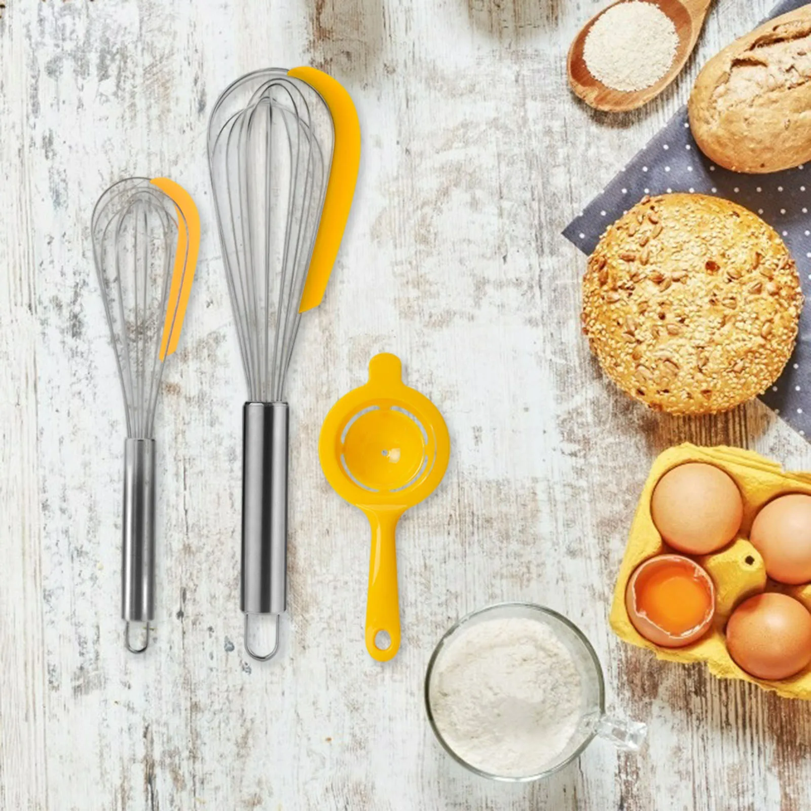 3Pcs Whisk Cooking Helper Manual convenient Storage Cream Mixer Built-in Scraper Food Baking Egg Beater Mixer for Baking