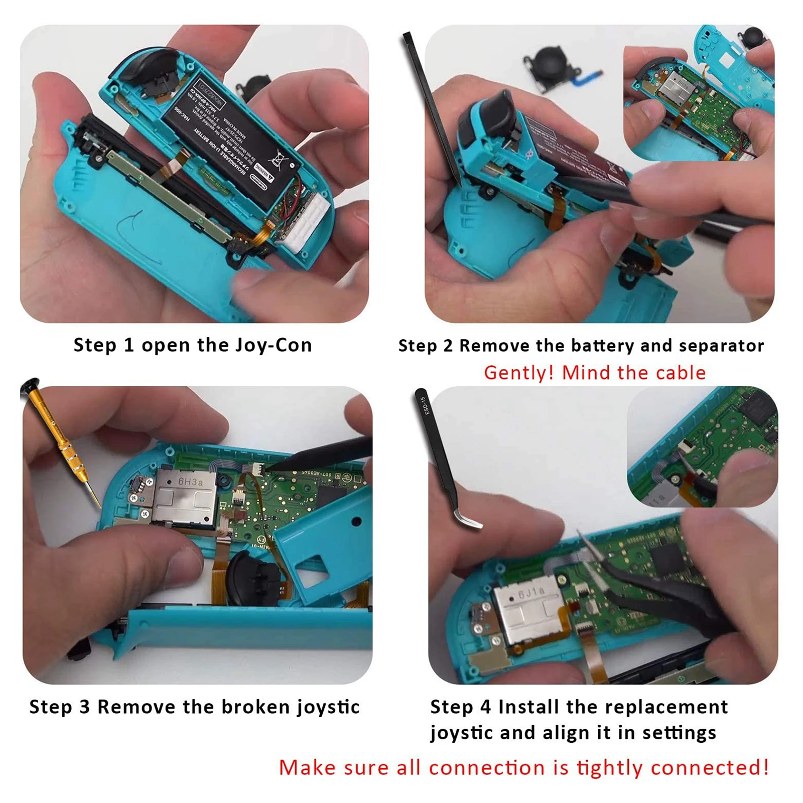 Joystick 3D izquierdo/derecho para Nintendo Switch, Kit de herramientas con tornillos + tapas de Thumbstick, pinzas de pestillo de Metal|Accesorios piezas de reemplazo| - AliExpress