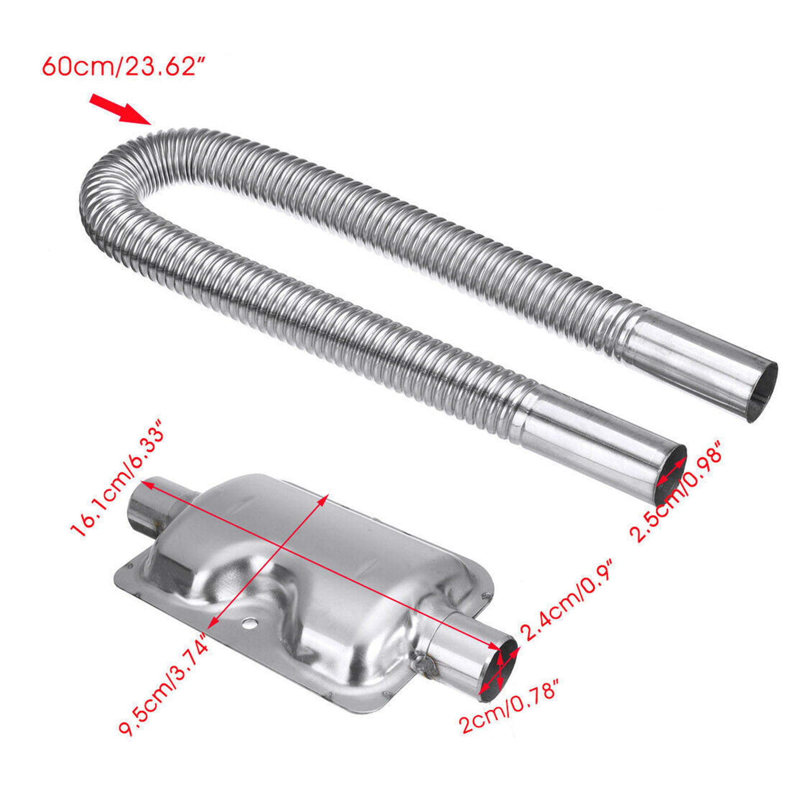Exhaust Pipe Silencer Muffler Kit Clamps for Parking Air  Heater