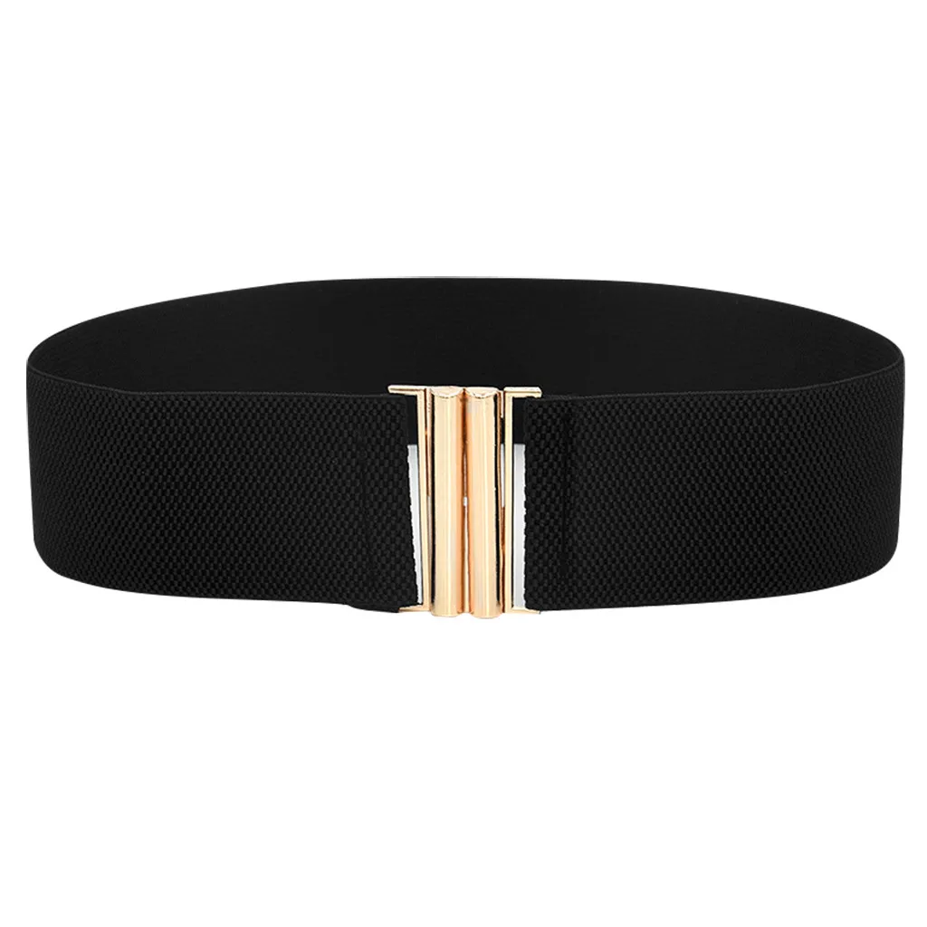 black waist belt Lady Wide Belts For Women Dresses Plus Size Wide Elastic Belt Tactical Belt Buckles Stretch Waist Black Belts For Womens black leather belt womens