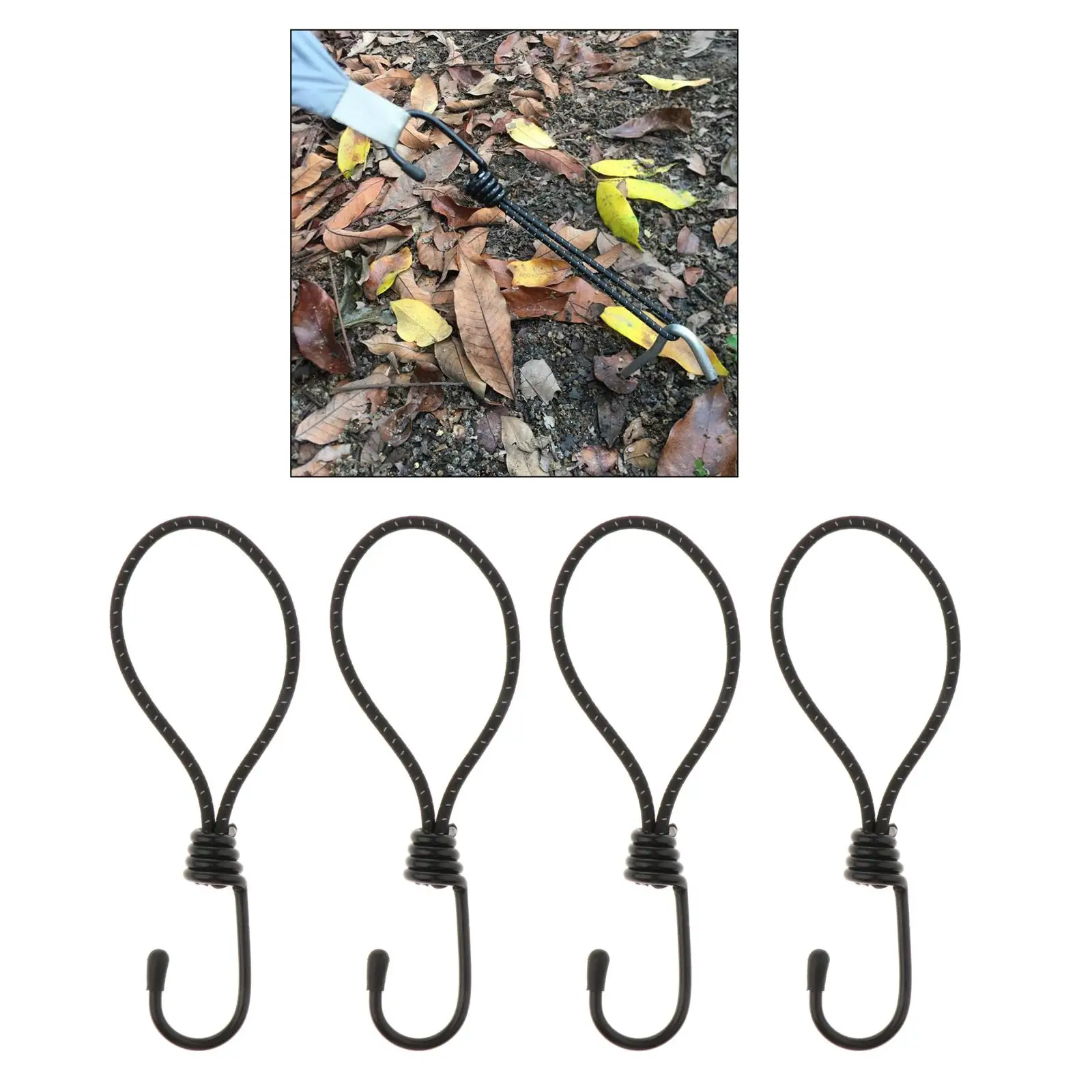 4 Pcs Elastic Bungee Hook Ties Expander Hooks for Tarpaulins Pavilions Tents 