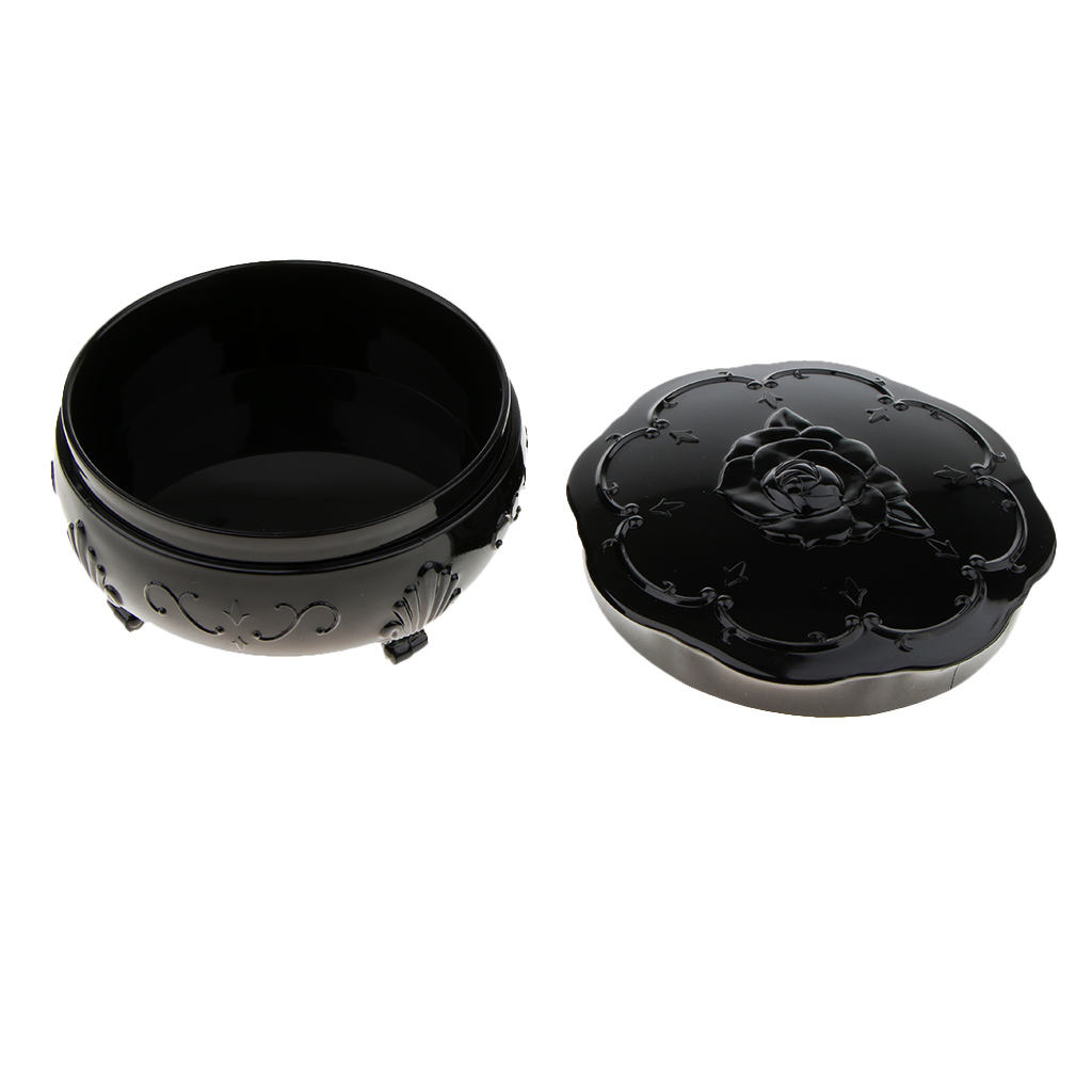 Sweet Rose Flower Pattern Loose Powder Case Makeup Puff Jewelry Storage Box Vintage Rose Flower Pattern Beautiful