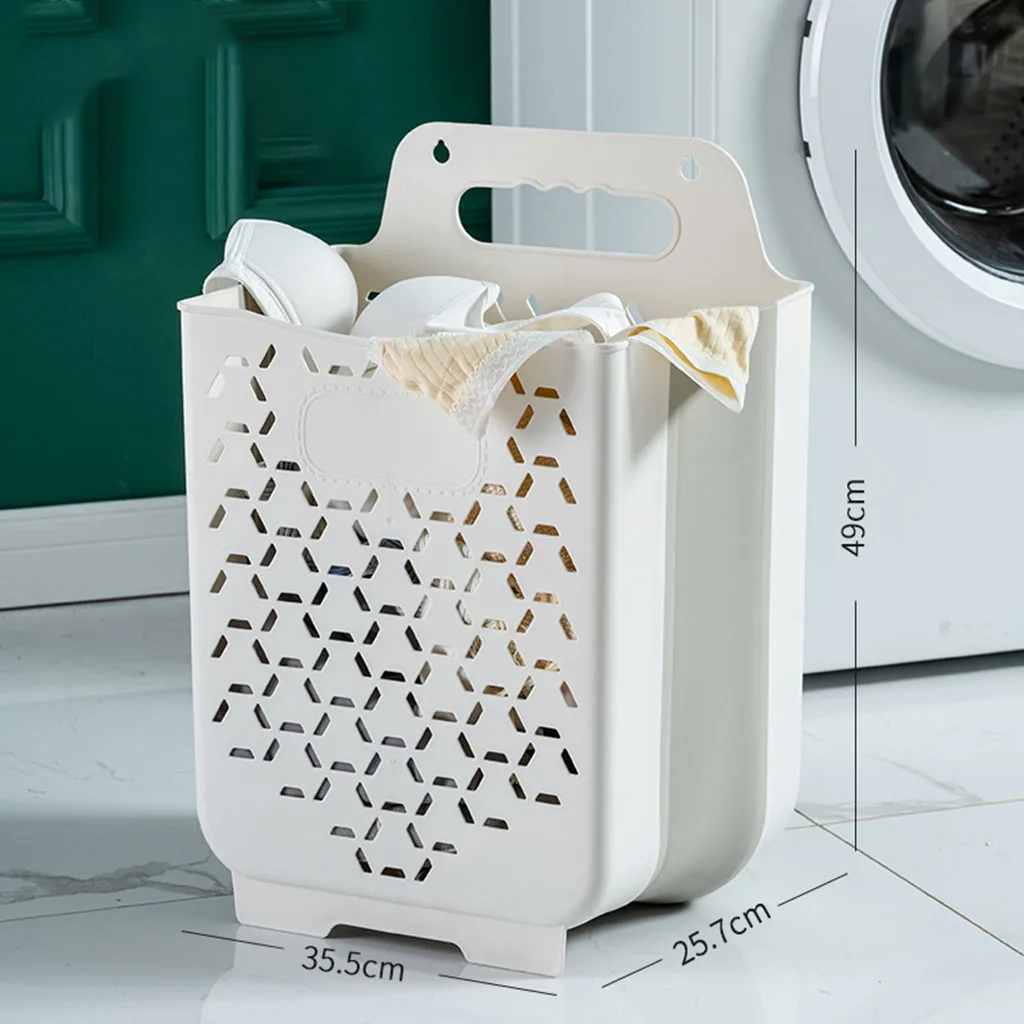 Folding Portable Wall Hanging Laundry Hamper Towel Dirty Clothes Underwear Organizer Container for Bathroom Home Dormitory