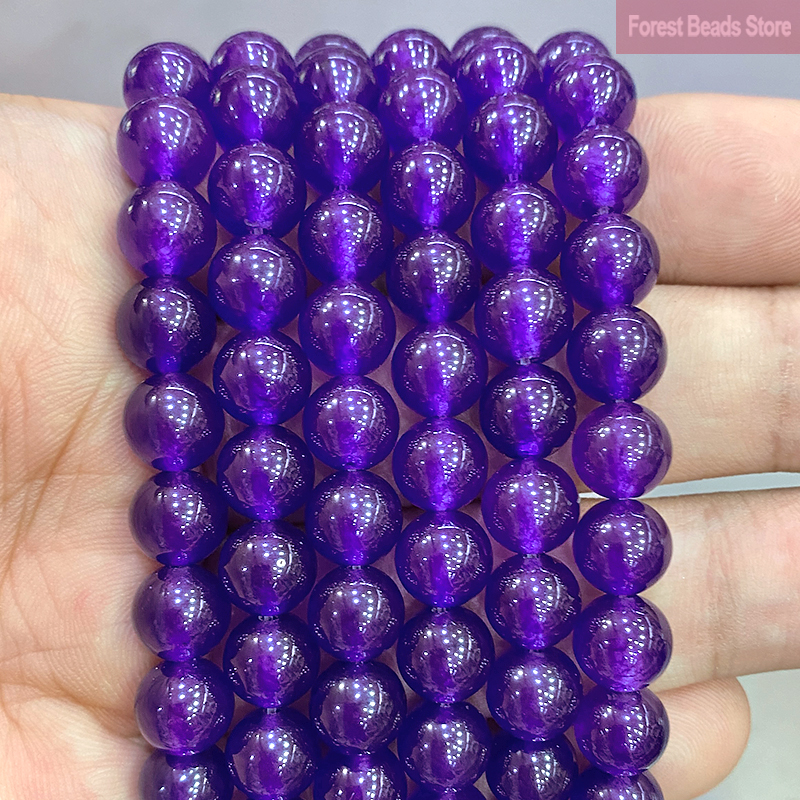 Glatte Natürliche Stein AAA Lila Jasper Jade Runde Perlen DIY Armband Halskette für Schmuck Machen 15 "Strand 4 6 8 10 12 14MM – Detail 13