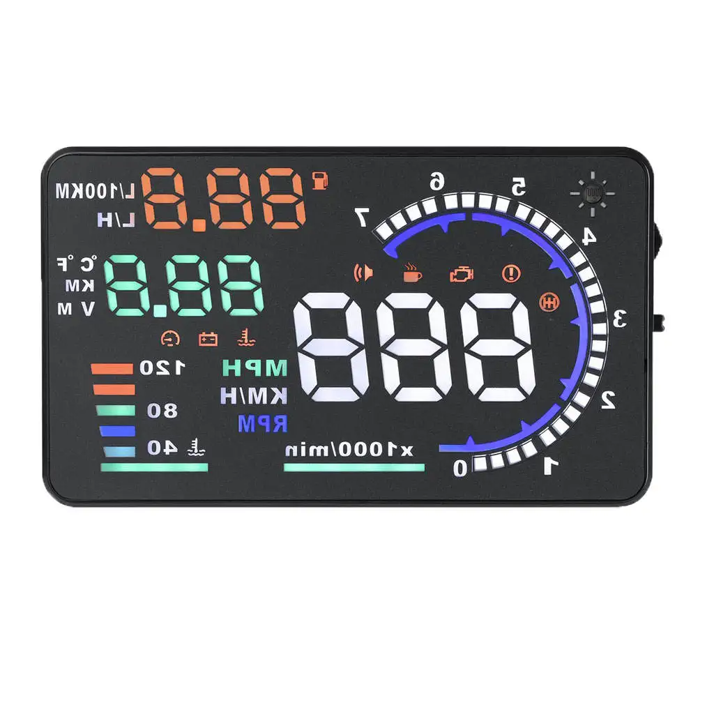 5.5` Multi-color Screen A8 Car HUD Head up Display OBD II Speed Warning