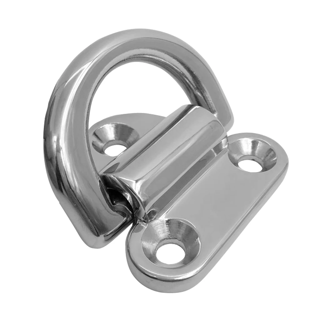 MagiDeal 6mm Folding Deck Pad Eyes / Lashing D Ring Tie Down Point Anchor Fixing Cleat Plate - Marine Grade 316 Stainless Steel
