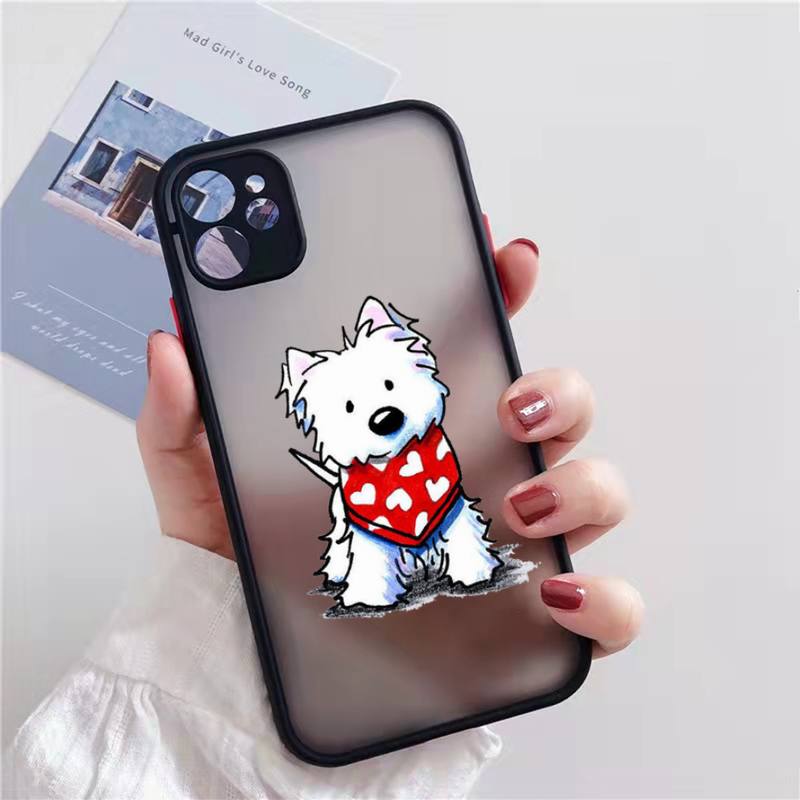 Westie lovely cartoon dog Phone Case matte transparent  For iphone 7 8 11 12 13 plus mini x xs xr pro max cover iphone 11 case with card holder