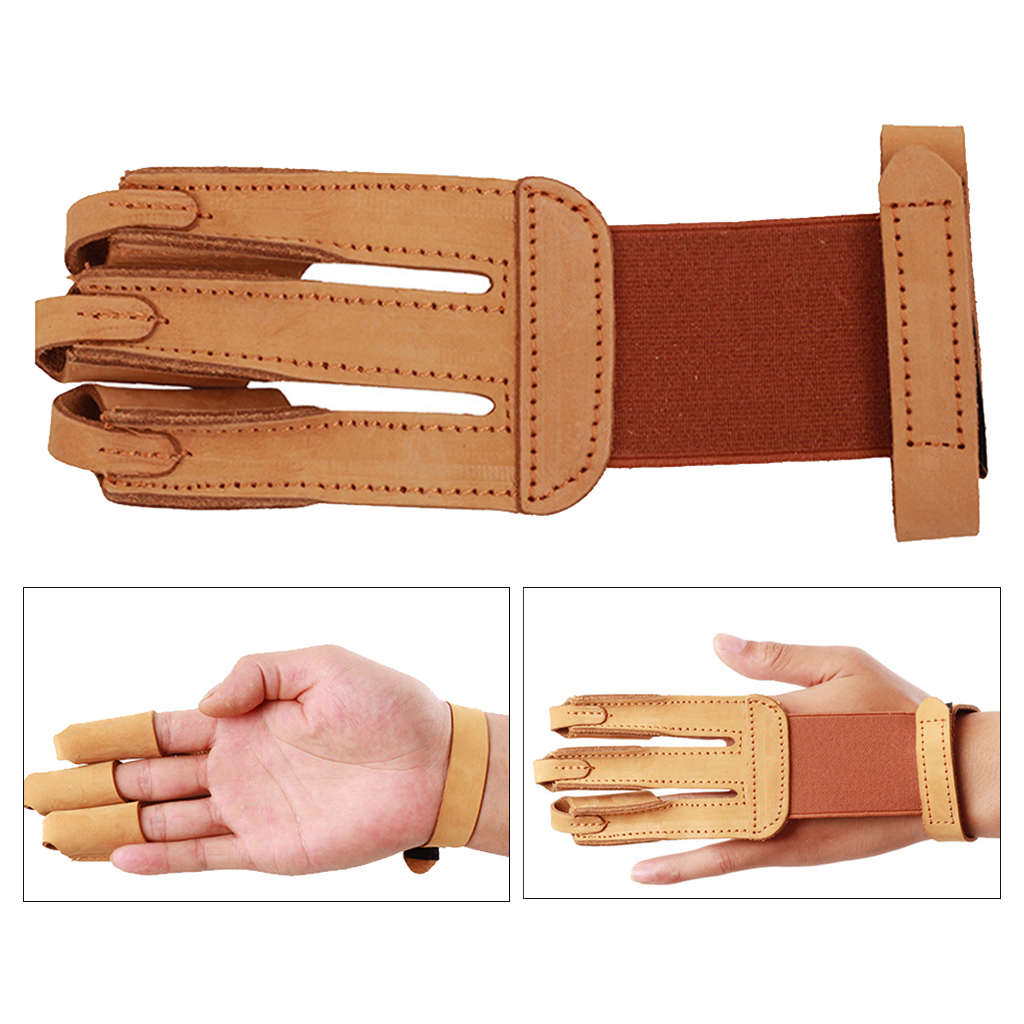 Single Archery 3 Finger Glove Men Women Leather Finger Guard Protector