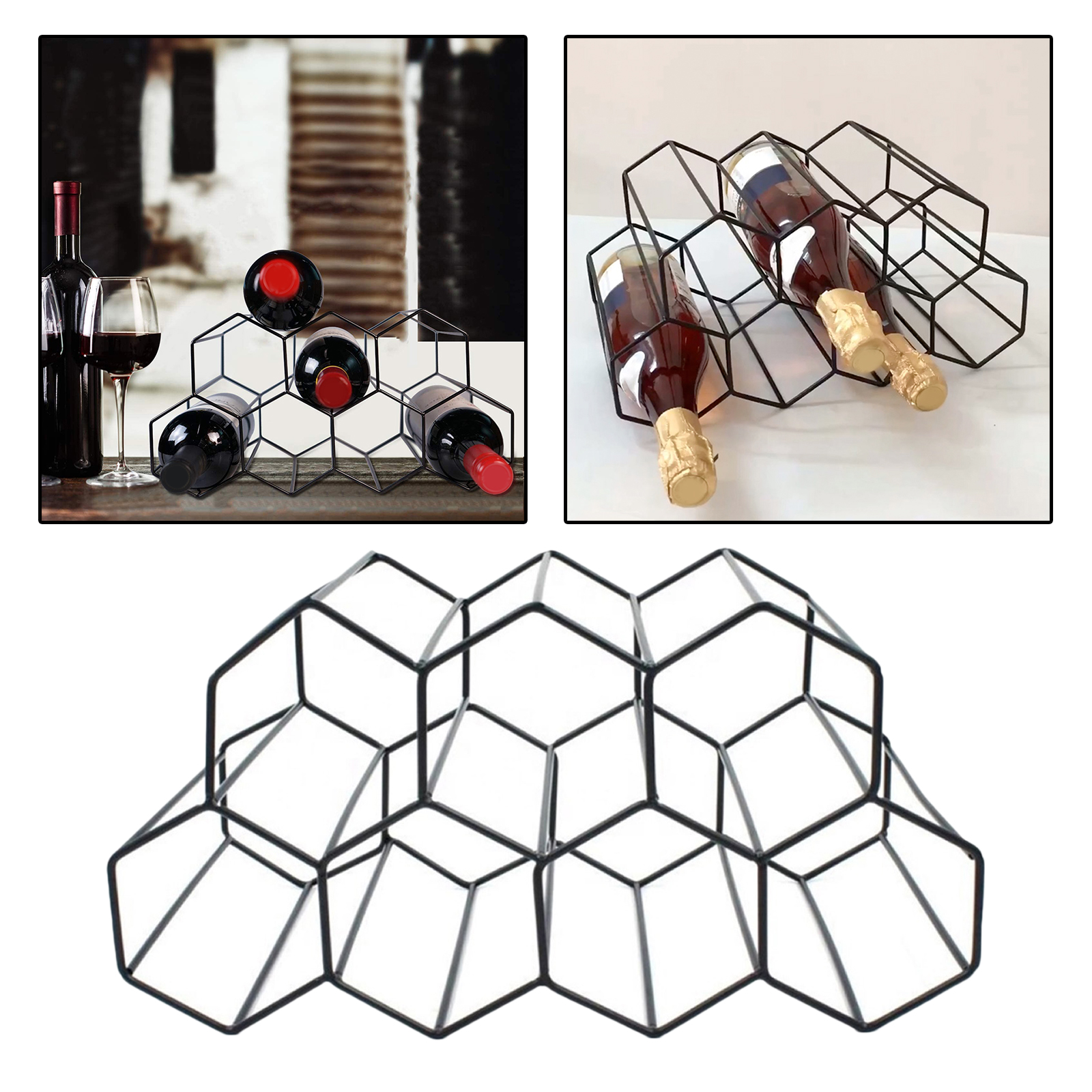 Geometric Metal Wine Racks Wine Holders for Table Top Mini Bars Home Cabinet