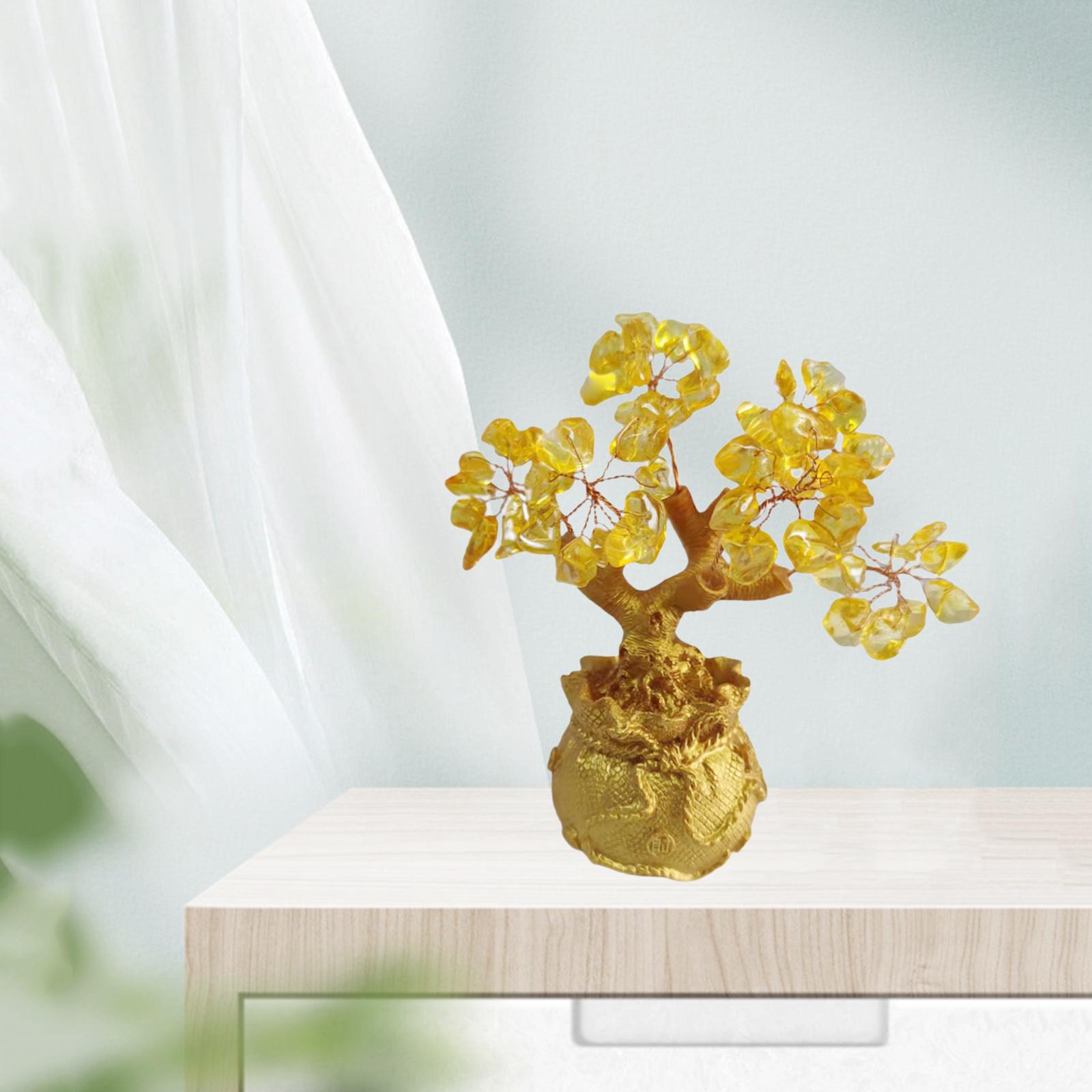 Crystal Money Tree Feng Shui Figurine Bonsai Wealth and Luck Crafts for Home Shop Bedroom Ornament Living Room Decoration