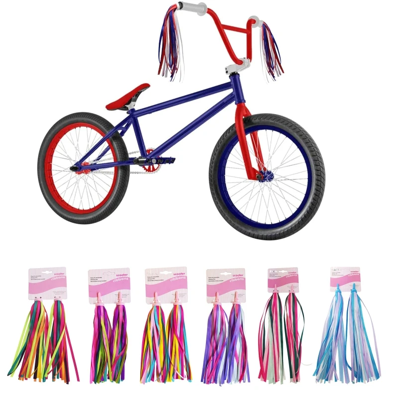 moinkerin 1 Pair Bike Streamers Kids Bike Bell Scooter Accessories Bicycle Ribbon for Childrens Bike,Childrens scooter,Girls Boys 