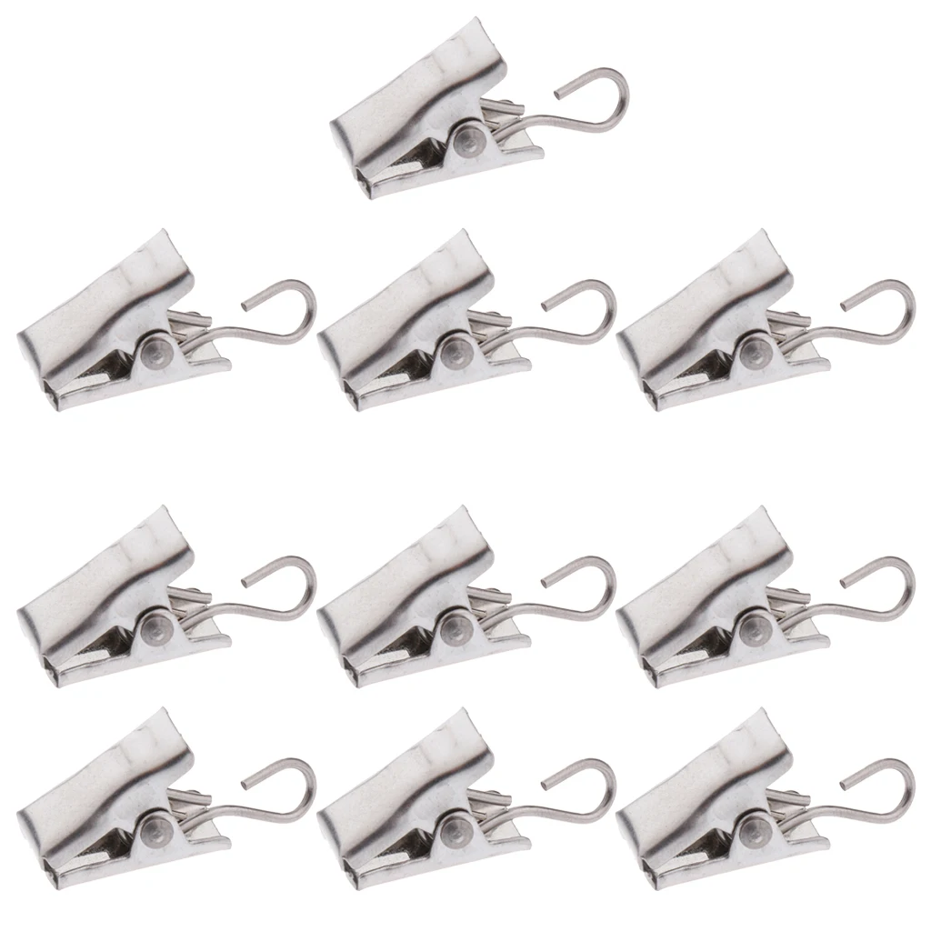 10Pcs Heavy Duty Curtain Clips with Hook Door Panel Spring Clamps Curtain Hanger Clips Carrier