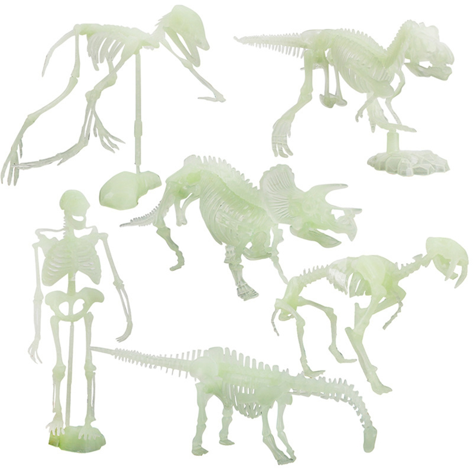 Fluorescentes de Dinossauro para Halloween Modelo de Esqueleto Ossos Humano Caveira Brinquedo Antiestresse Que Brilha no Escuro 2 Ossos fluorescentes de dinossauro para halloween, modelo