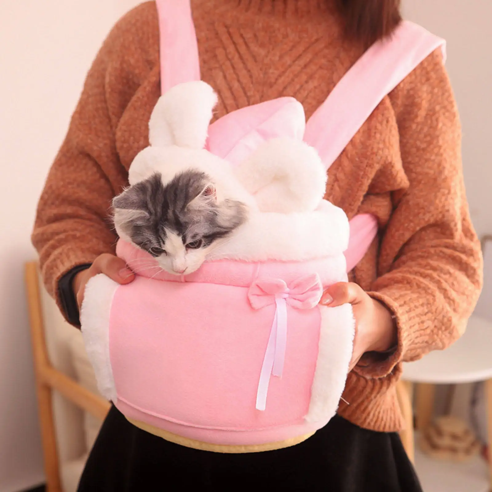 Portable Breathable Cats Carrier Bag Winter Warm Dogs Puppy Shopping Vet Visits Carrying Pets Rabbit Cage Holder Knapsack