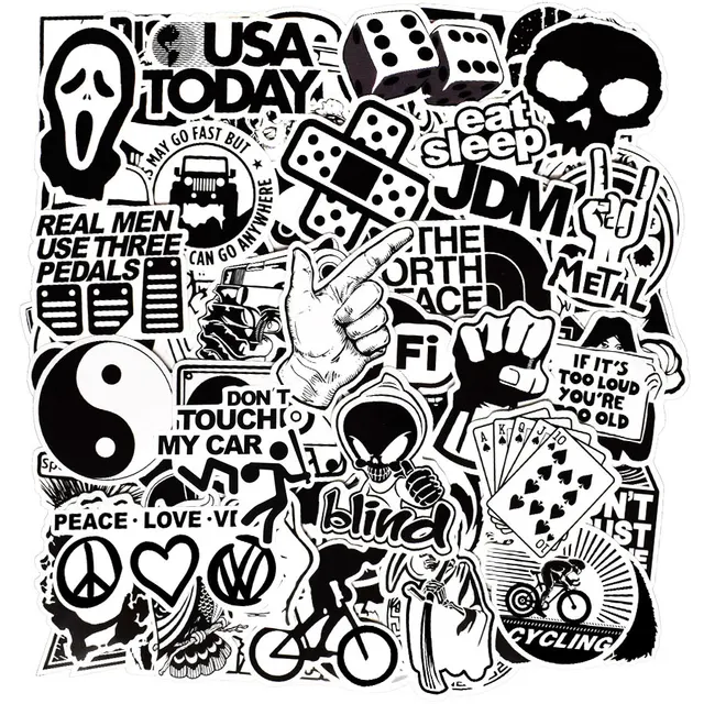 60PCS Adesivo Preto e Branco Aleatória Graffiti Punk autocolantes para  crianças de Laptop Frio Mala Skate Bike - China Vinheta autocolante e bolha  preço