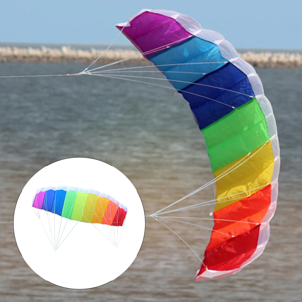 Dual-Line Stunt Power Kite Beach Parafoil Winder Sports Outside Parachute 