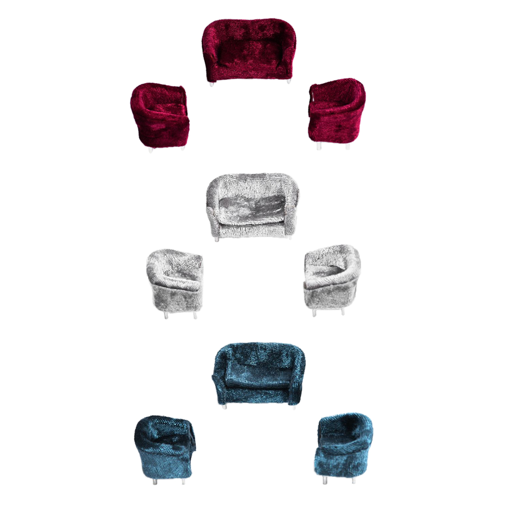 3Pcs/Set Miniature Sofa Doll House Furniture Mini Couch 1/25 Scale,Dollhouse Decoration Accessories