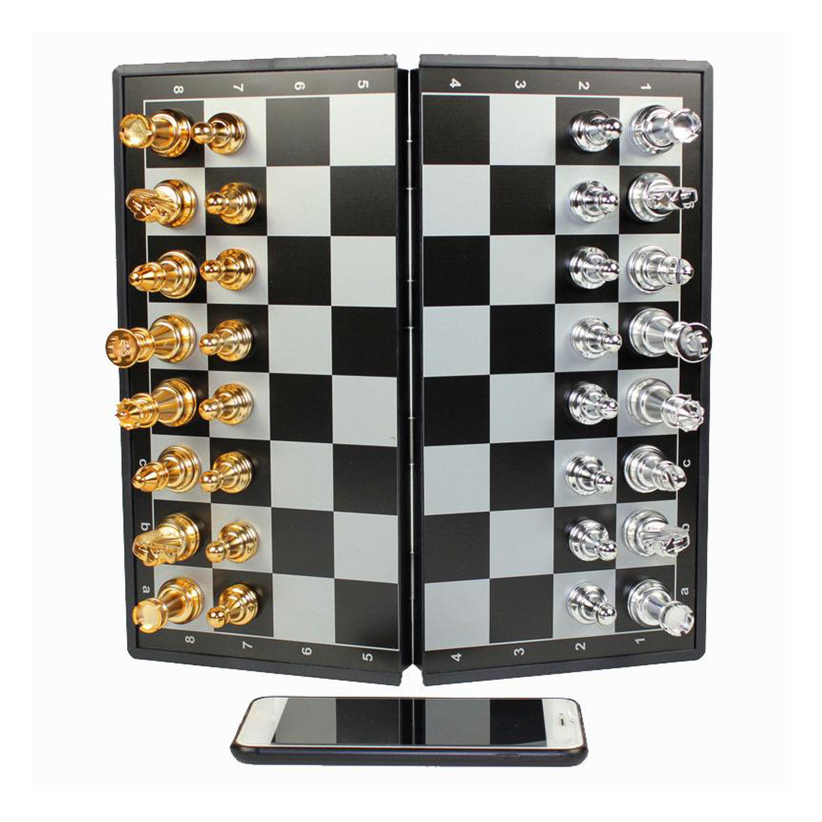 Metal Chess Set W/ Foldable Chessboard Travel Board Game Toy for Beginners