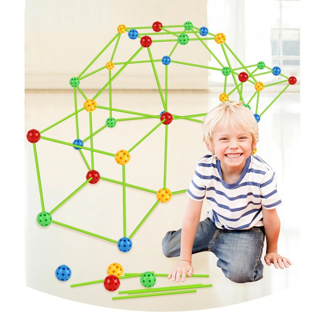 Kids-Fort-Building-Kits-66 Pieces-Creative Fort Toy for 5,6,7 Years Old Boy &