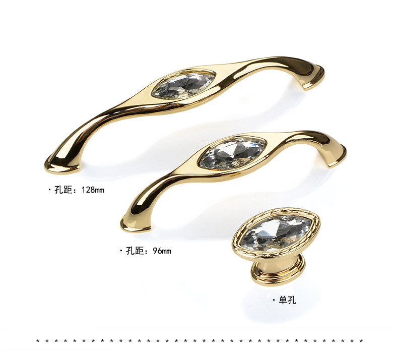 Kristallgriff aus Zinklegierung, goldene/silberne High-End-Garderobenschrankgriffe, Schuhschrankgriff, Schubladenknopf, Diamant – Detail 4
