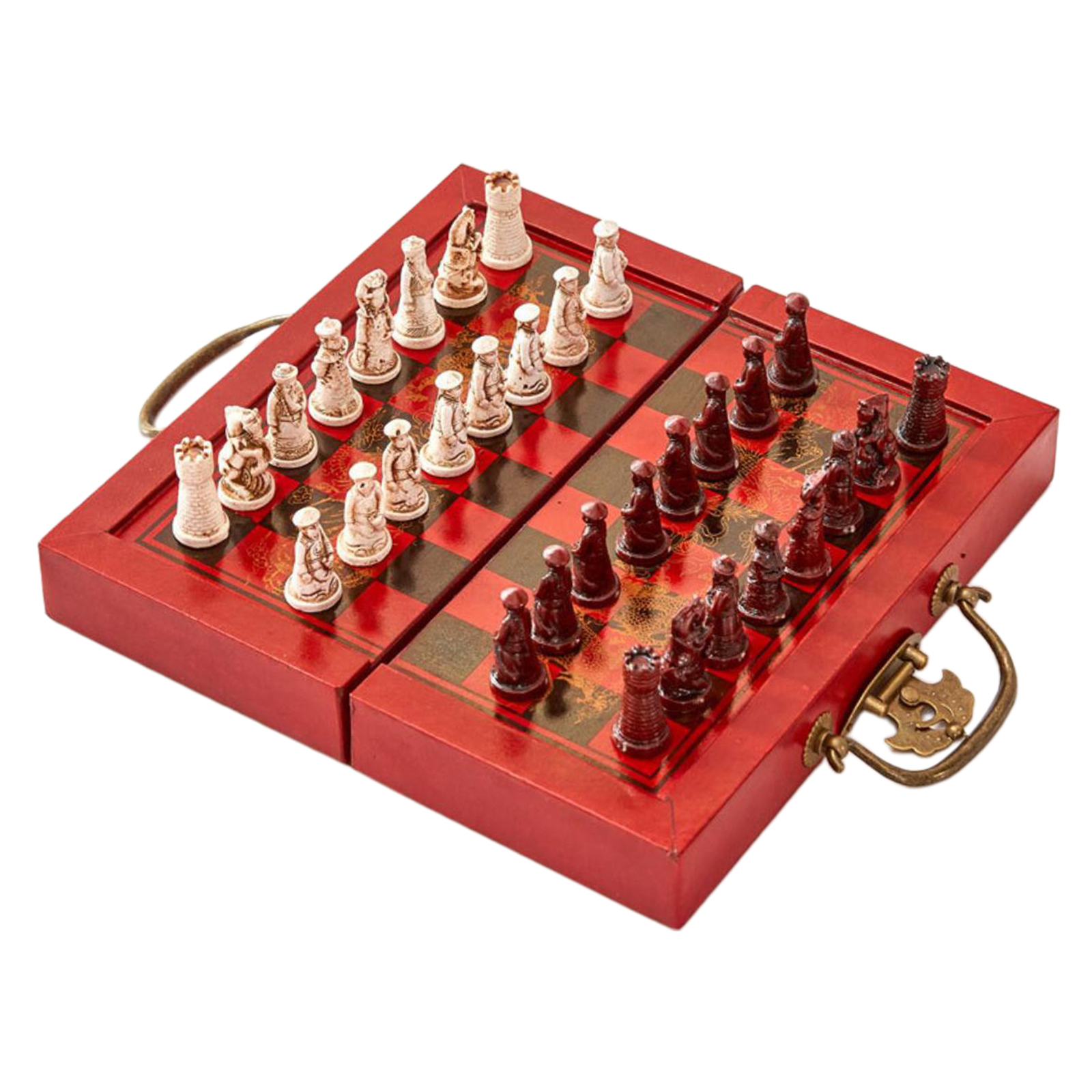 Travel Chess Set Chinese Ancient Figurines Chessman Pieces Chess Set for Kid