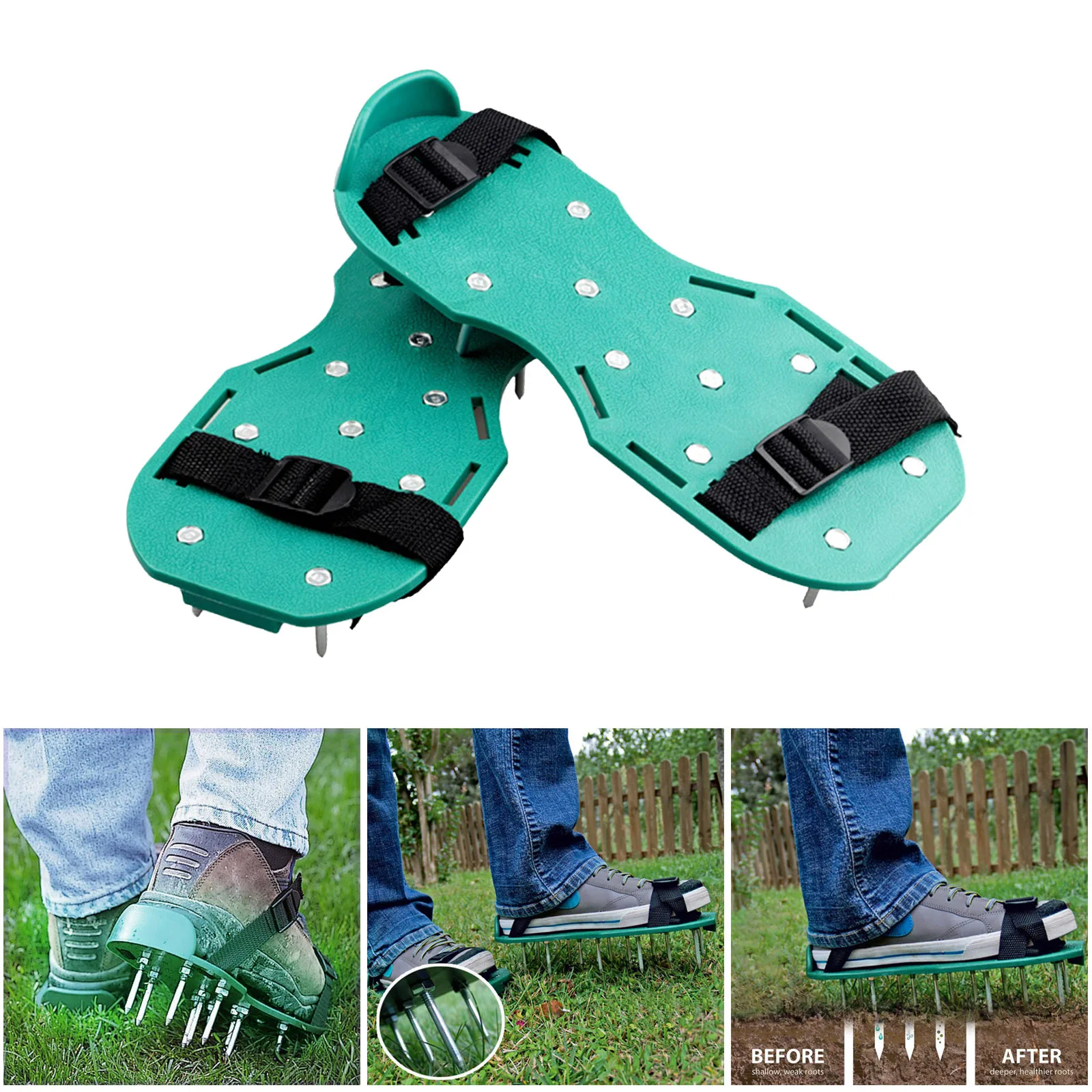 Lawn Aerator Shoes, with Adjustable Straps Heavy Duty  Aerating Sandals, One Size Fits All & Easy to Use for Yard Patio Garden
