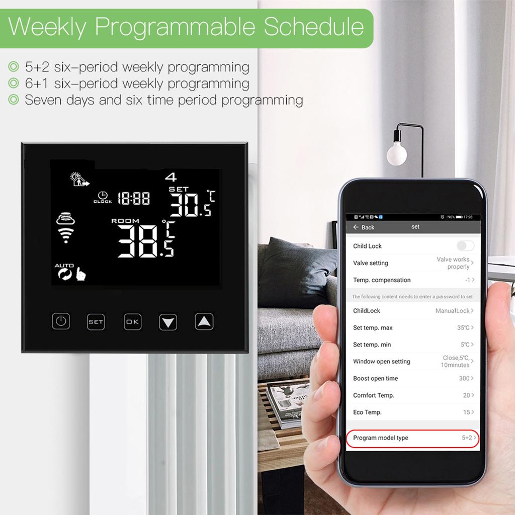 Wi-Fi Smart Thermostat for Smart Home Work with Touchscreen Programmable Voice Control