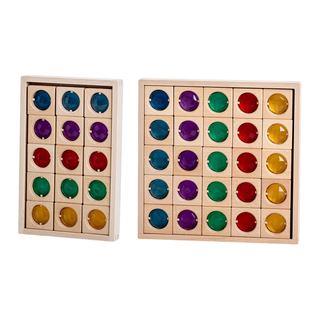 Montessori Wooden Rainbow Gems Stacking Blocks Toys Transmission Creative Game Building Blocks Educational Toys for Children