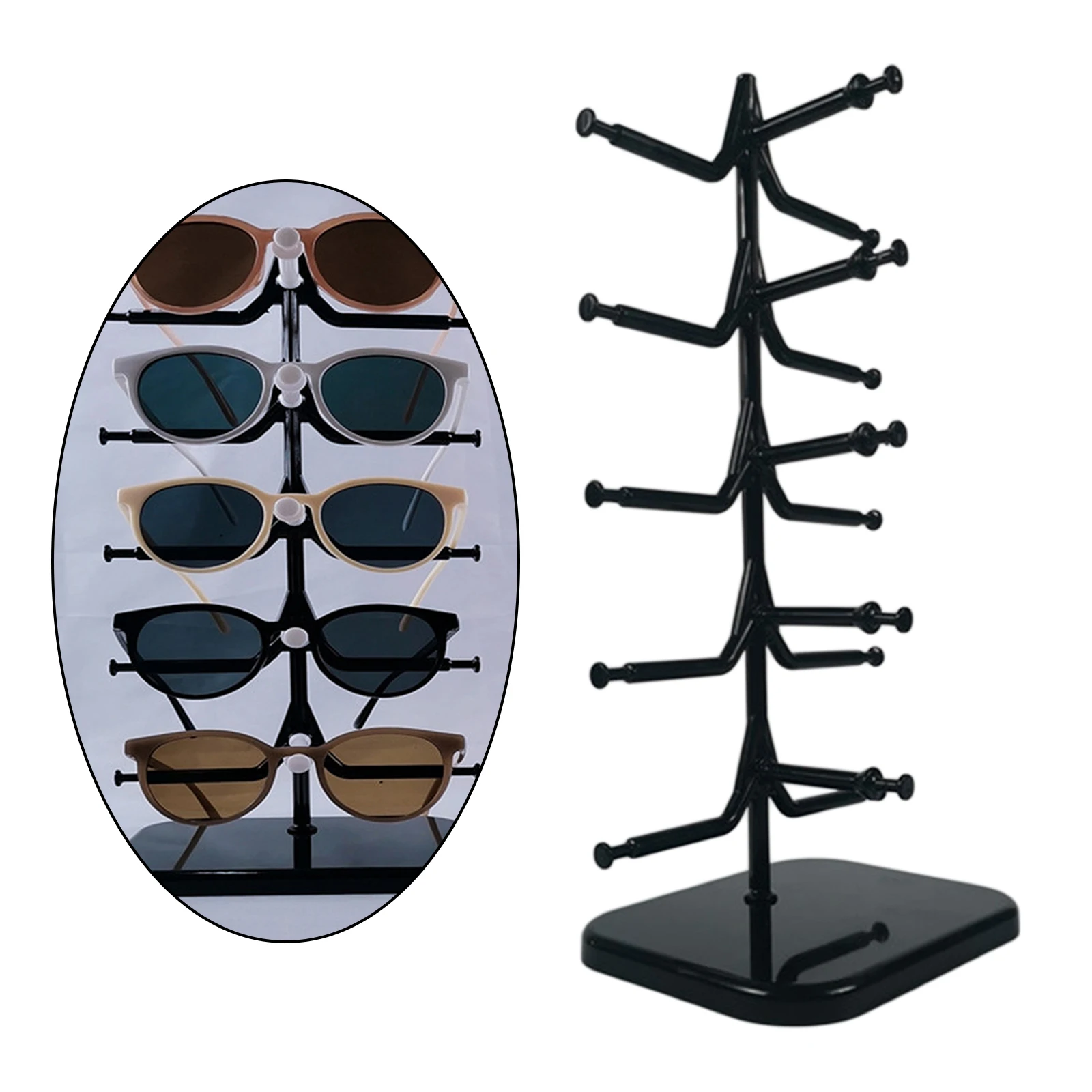 5 Layers Sunglass Display Rack Shelf Eyeglasses Show Stand Holder for 5 Pairs Glasses