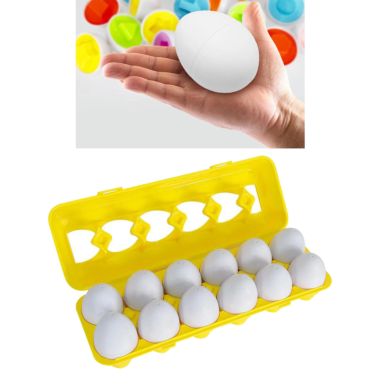 Matching Eggs 12 pcs Color & Shape Recoginition Sorter Puzzle for Easter Travel