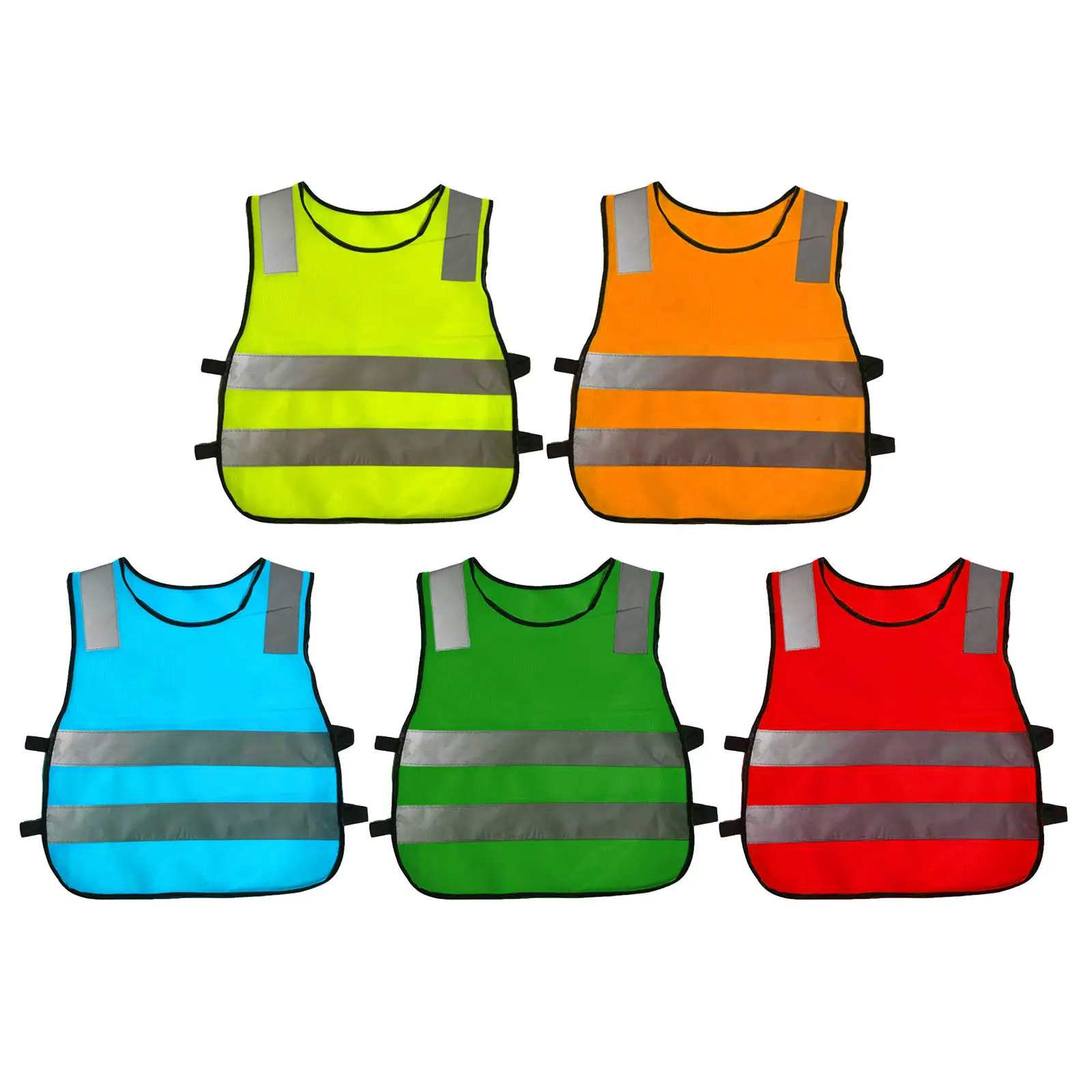 Kids Sleeveless Reflective Vest Jackets Waistcoat Traffic Work Running Road Clothing w/ Reflective Strips Traffic Safety Vest