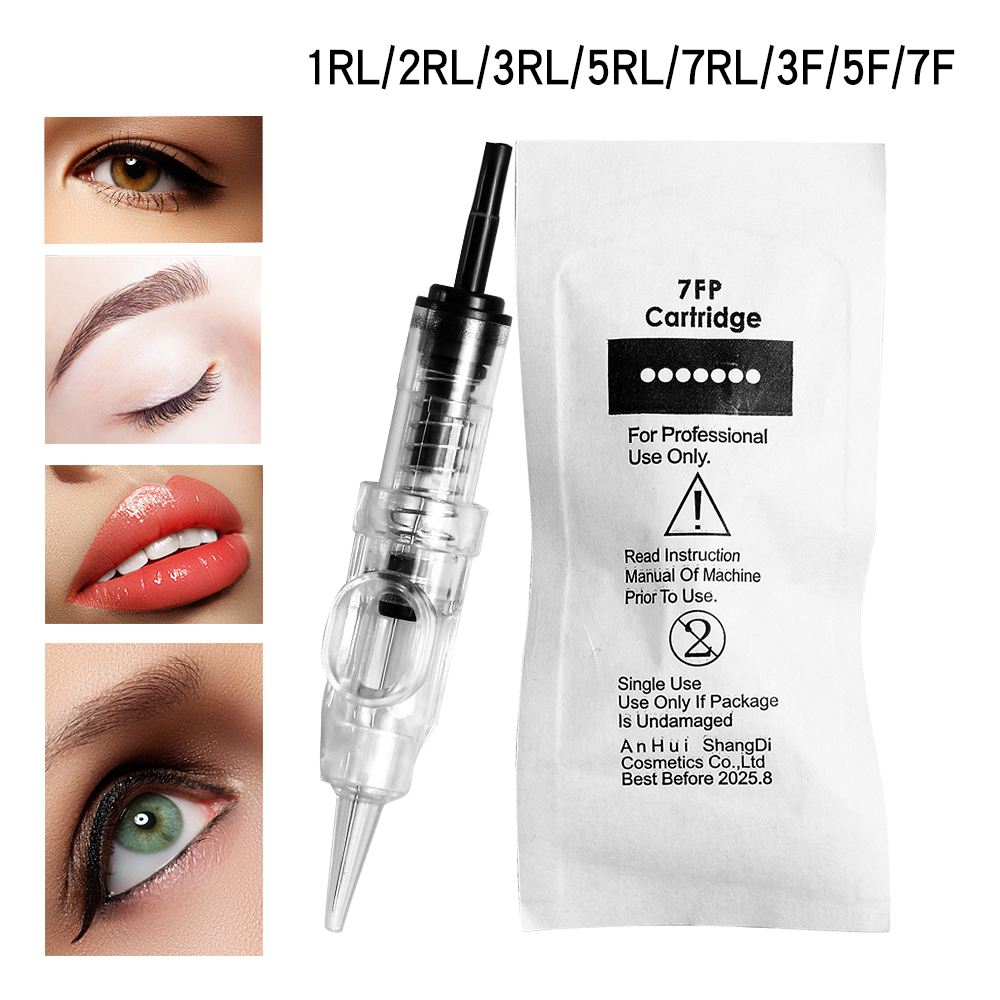 50/100 Stück Einweg-Lippen-Augenbrauen-Tattoo-Nadeln 1R sterilisierte Microneedling-Patronennadeln für Permanent-Make-up-Stiftmaschine – Detail 6