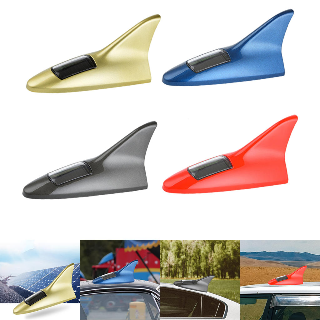 Shark Fin Warning Light Trim Anti-Tailing Decoration Roof Antennas Solar Power 8 LED 4 Colorf LED Warning Taillight Fit for Car