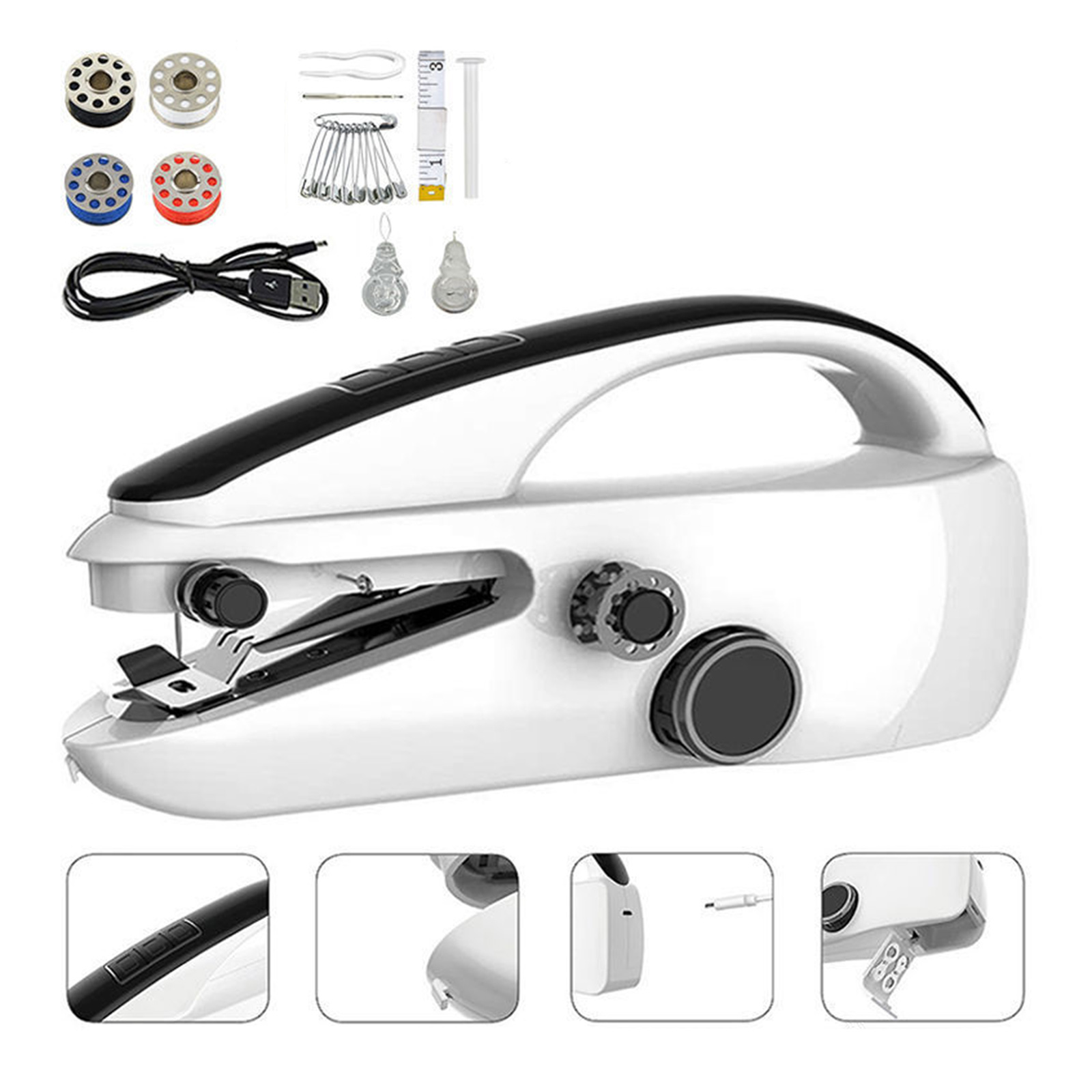 Handheld Mini Electric Sewing Machine Single Speed Adjustment With Light Household Portable Needlework Handheld Sewing Machine