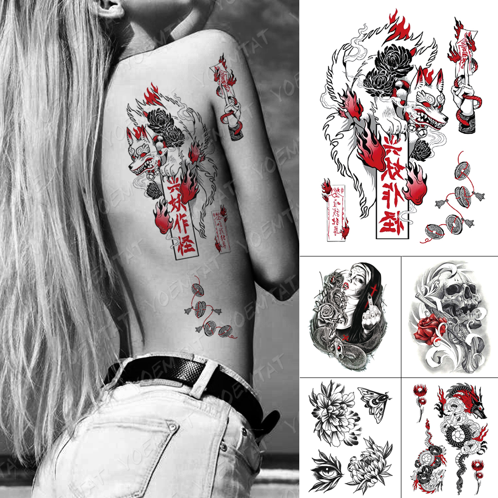 Best of Anime Waterproof Temporary Tattoo Stickers Fox Dragon Wolf Monster Gun Old School Flash Tatoo Women Men Body Art Fake Tattoos Reviews & Tips