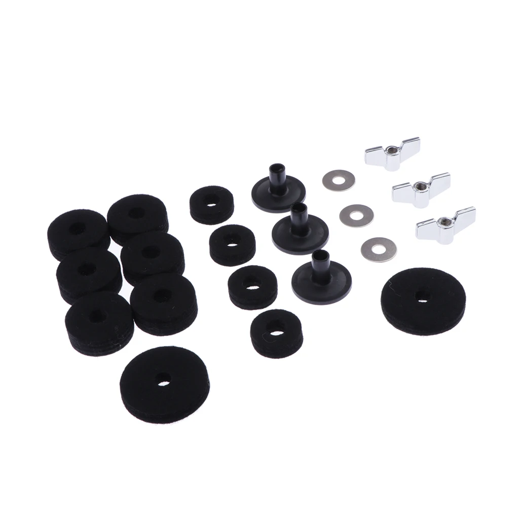 Practical Drum Set Cymbal Felts+Sleeves+Wing Nuts+Washers Set for Hi-Hat Cymbal Stand Accessories