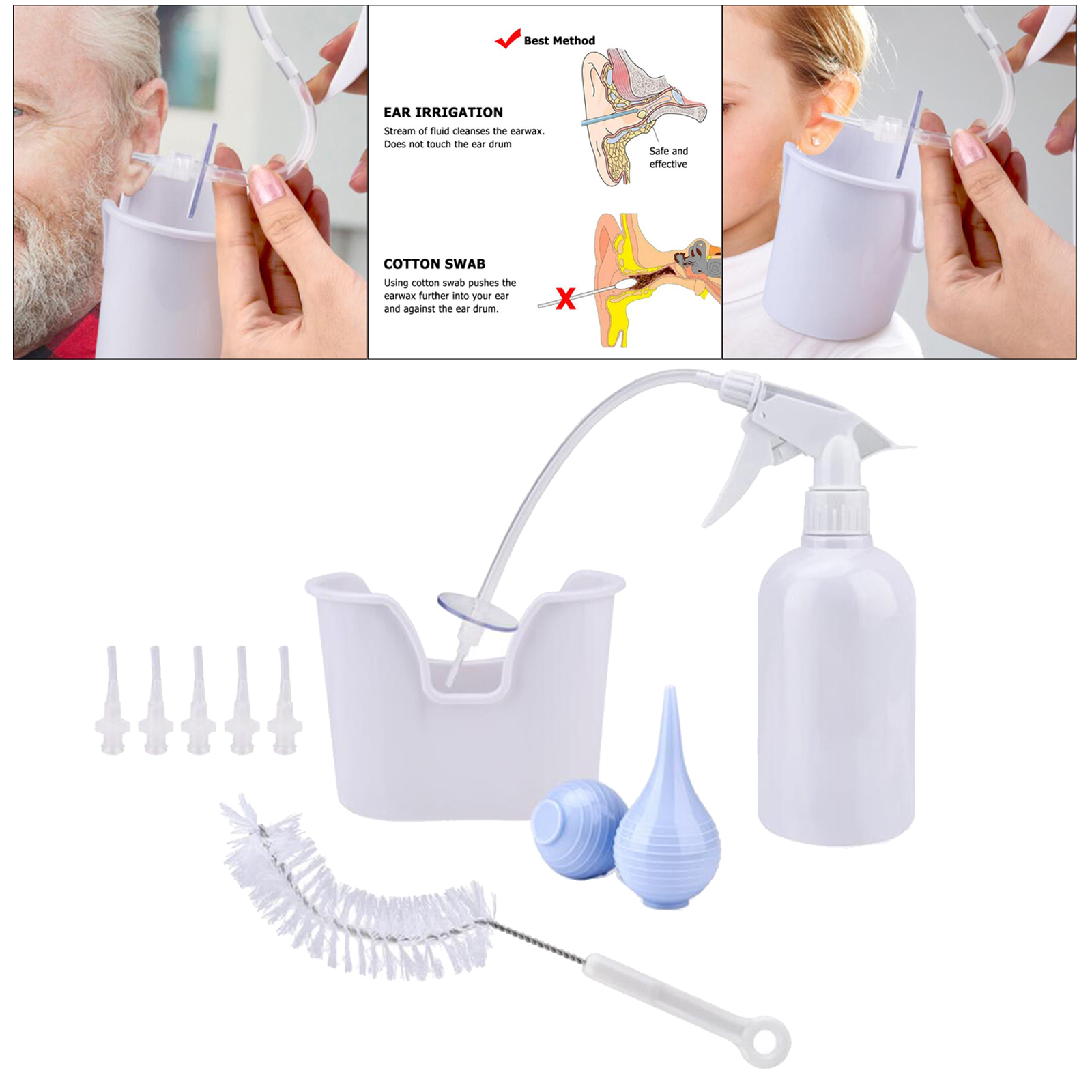 Earwax Removal Set Ear Wax Washer Cleaner Tool With 5 Replacement Tips Bulb Syringe Ear Irrigation Washer Bottle System