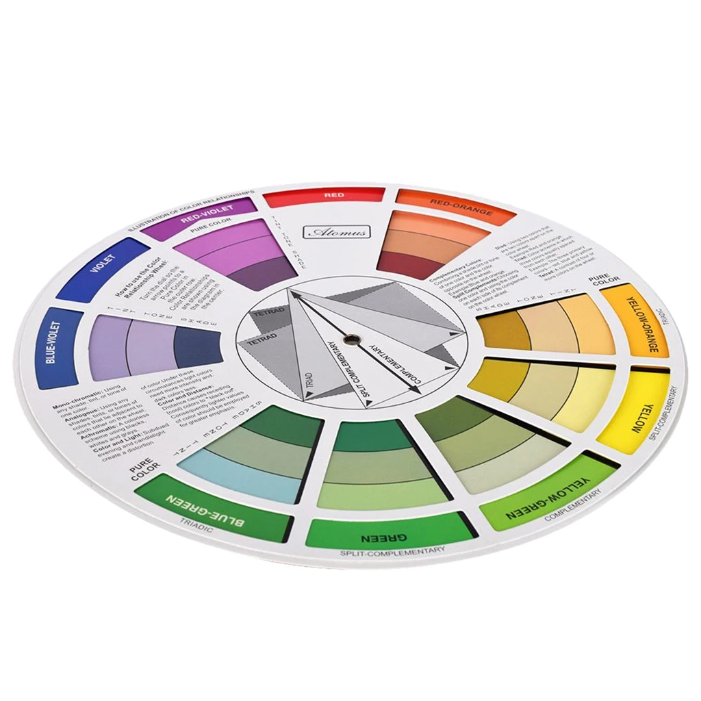 Professional Coloring Matching Guide Color Wheel Colors Mixing Chart Paper Card Three-tier Design For Blending Tool 9.25 inch