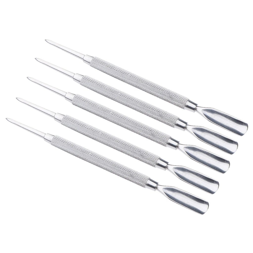 5PC Cuticle Pusher Spoon Remover Stainless Steel Nail Manicure Pedicure Tool