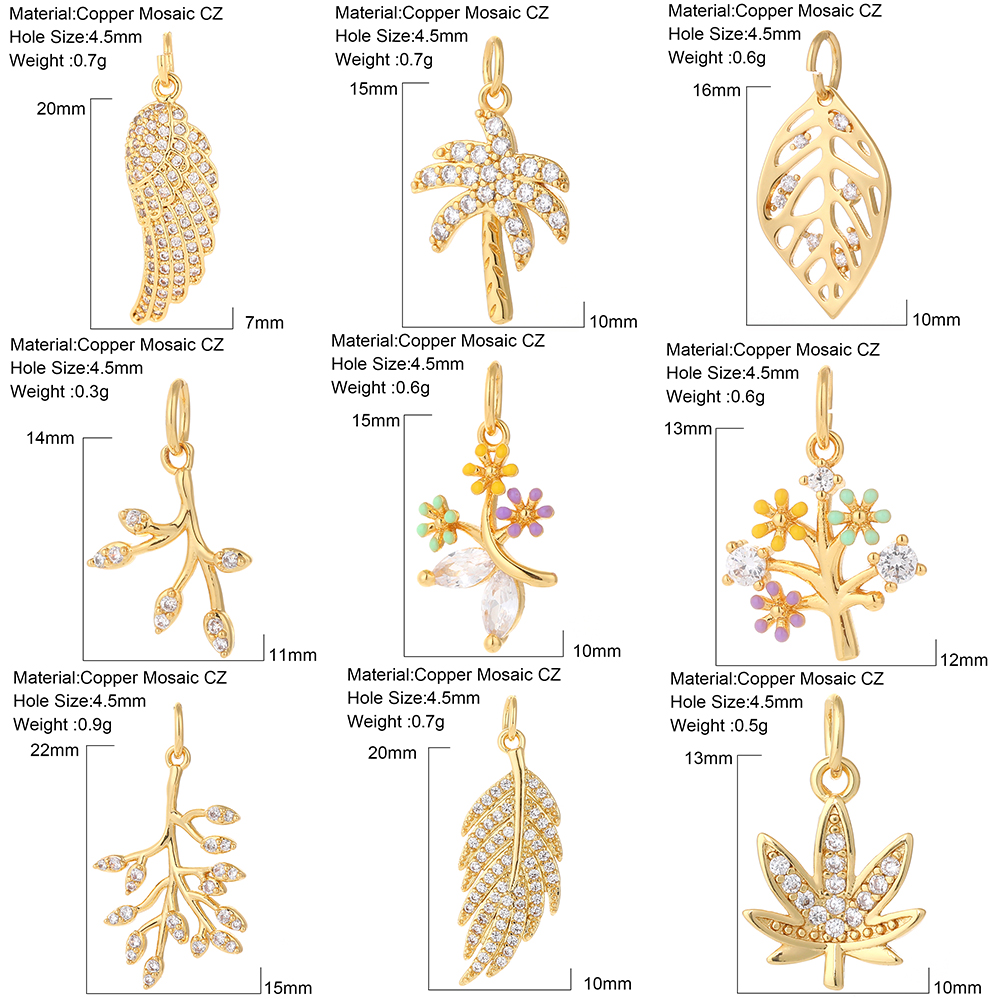 Blumen Blätter Kokosnussbaum Pflanzen Designer Schmuck Charms für Schmuckherstellung Zubehör Diy Anhänger für Armband Halskette Ohrring – Detail 3