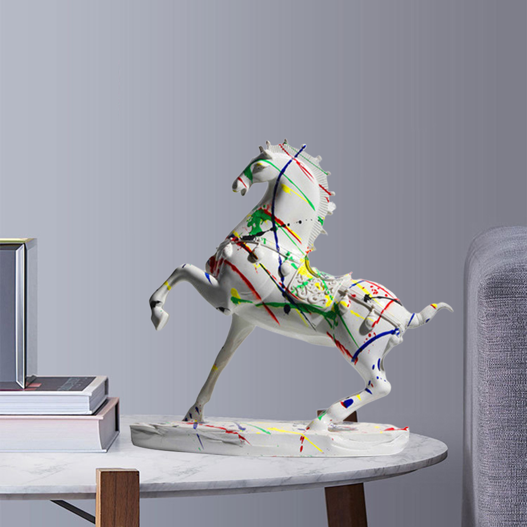 Nordic Arts Crafts Modern Horse Statue Collectible Figurines Resin Sculpture Luxury Living Room TV/Wine Cabinet Home Decor