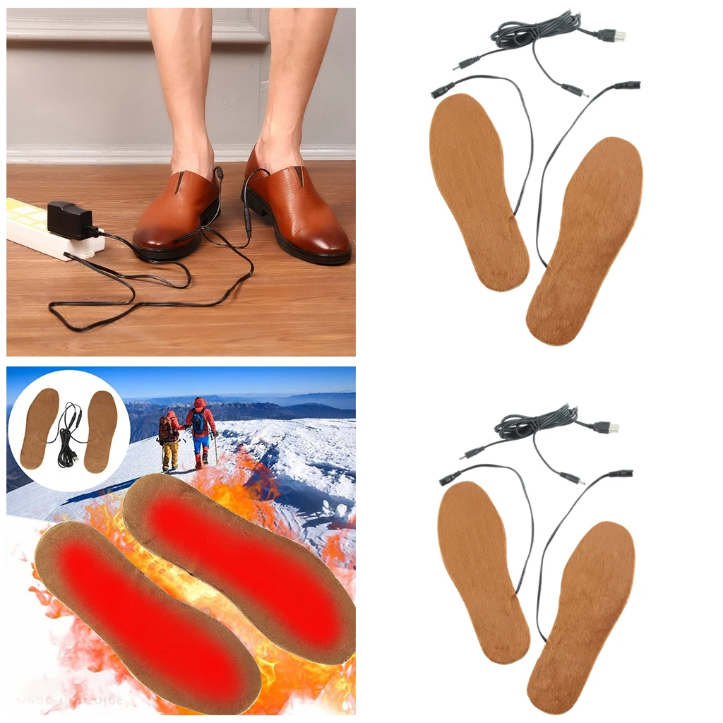 Heated Insoles Free to Cut DIY Customizable High Temperature Insole Foot Warmers for Ski Hiking Camping Winter Men
