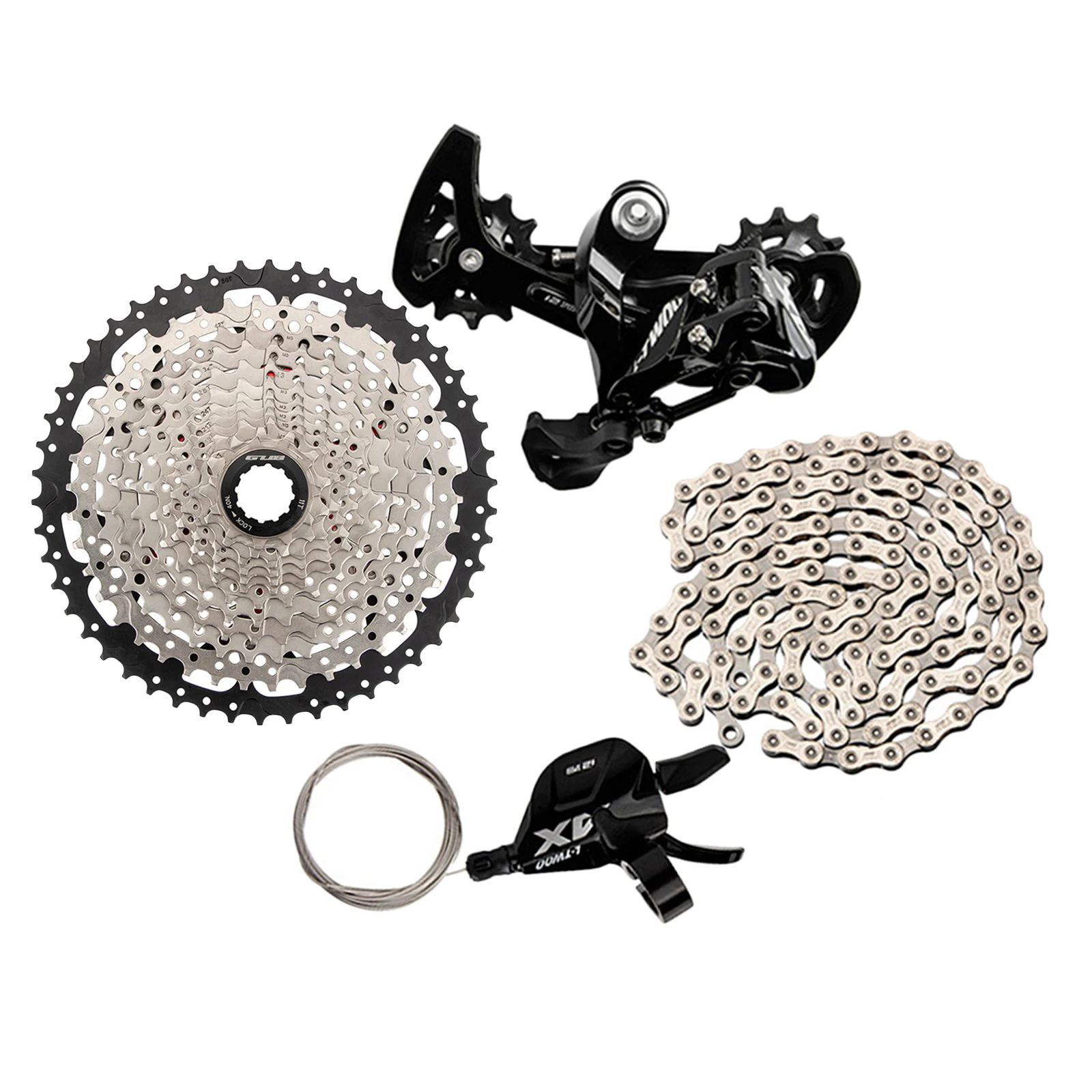 1Set 12Speed Cassette Flywheels 11T-50T Rear Derailleur Shifter Parts Chain