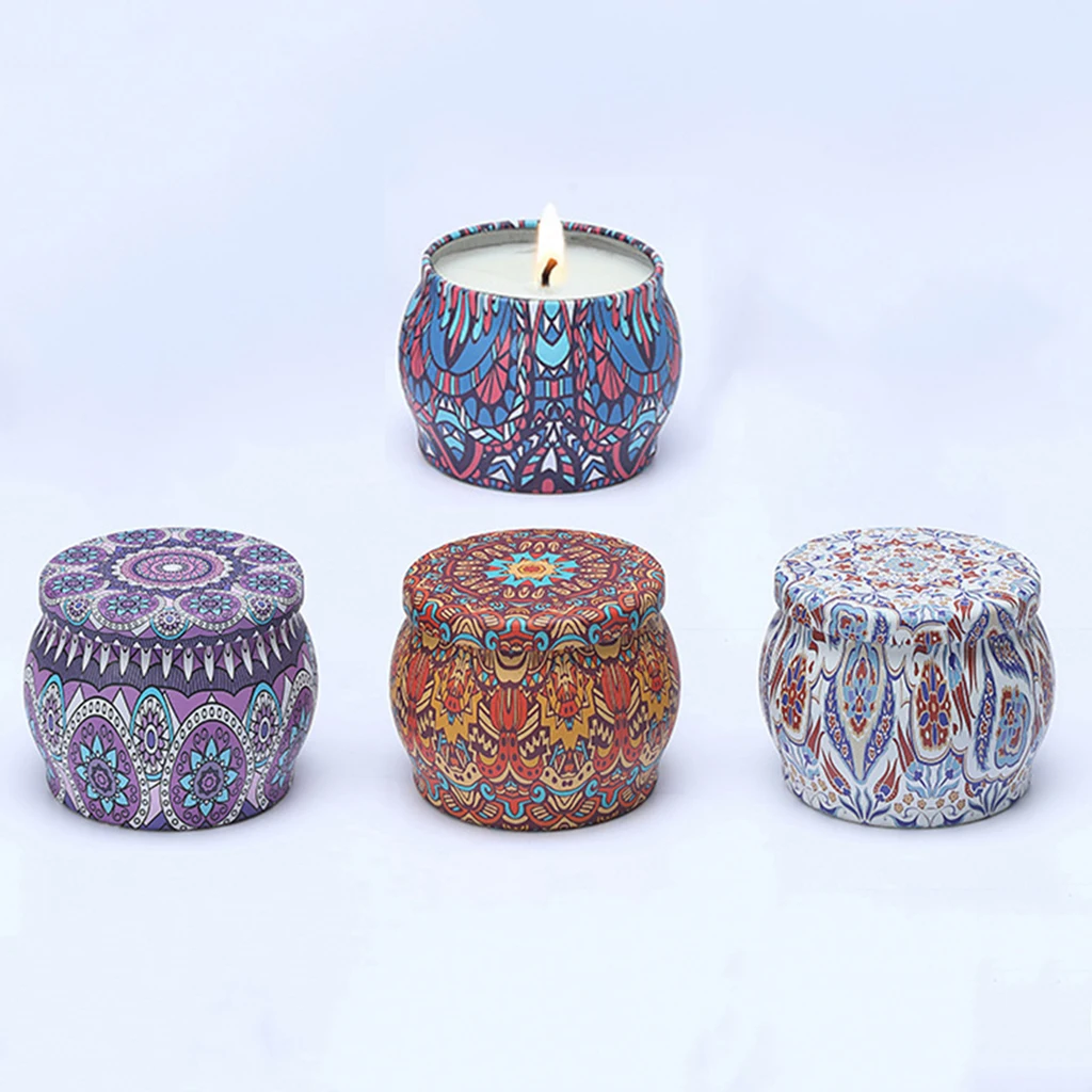 4x Candle Tin Jars Case for Storage Essential Oil Camping Sweets Gifts