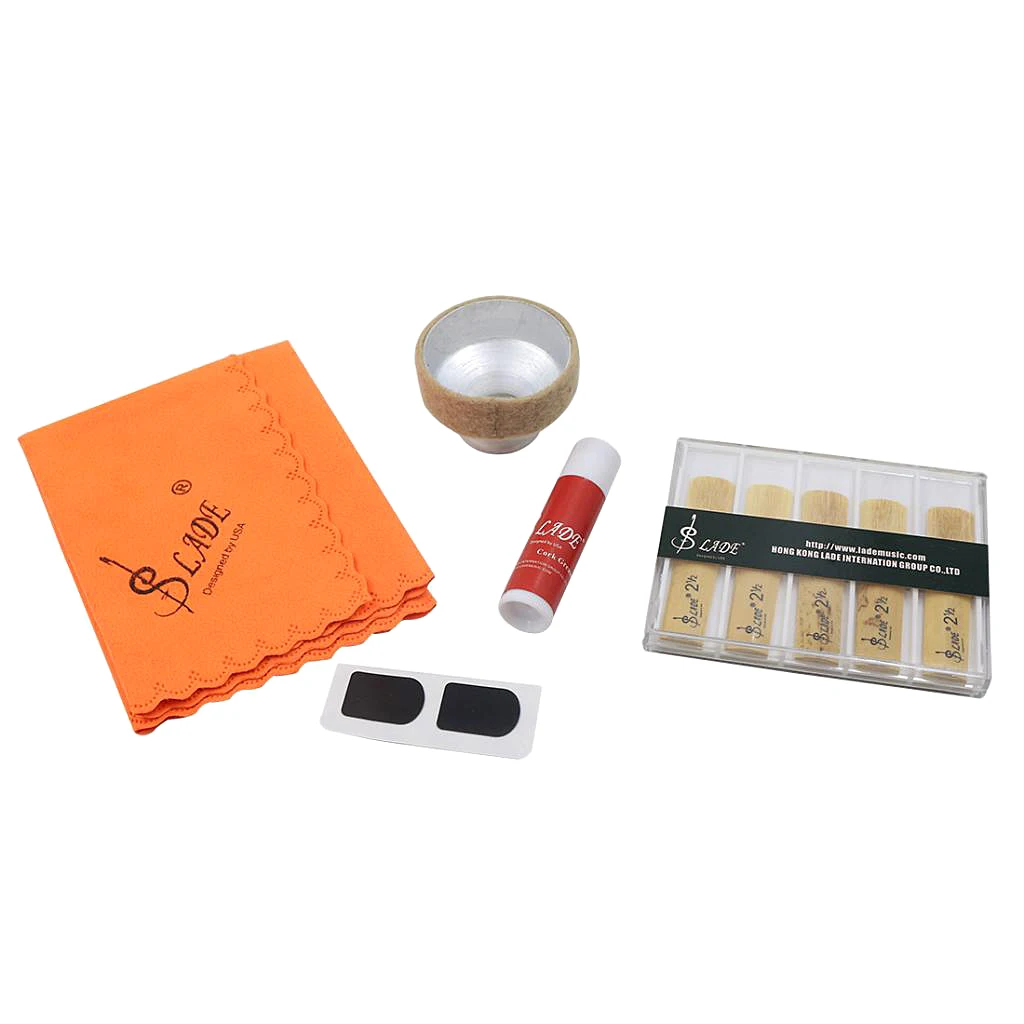 Soprano Saxophone Cleaning Maintenance Kit Reeds Mute Cork Grease Cleaning Cloth for Wind Woodwind Instrument