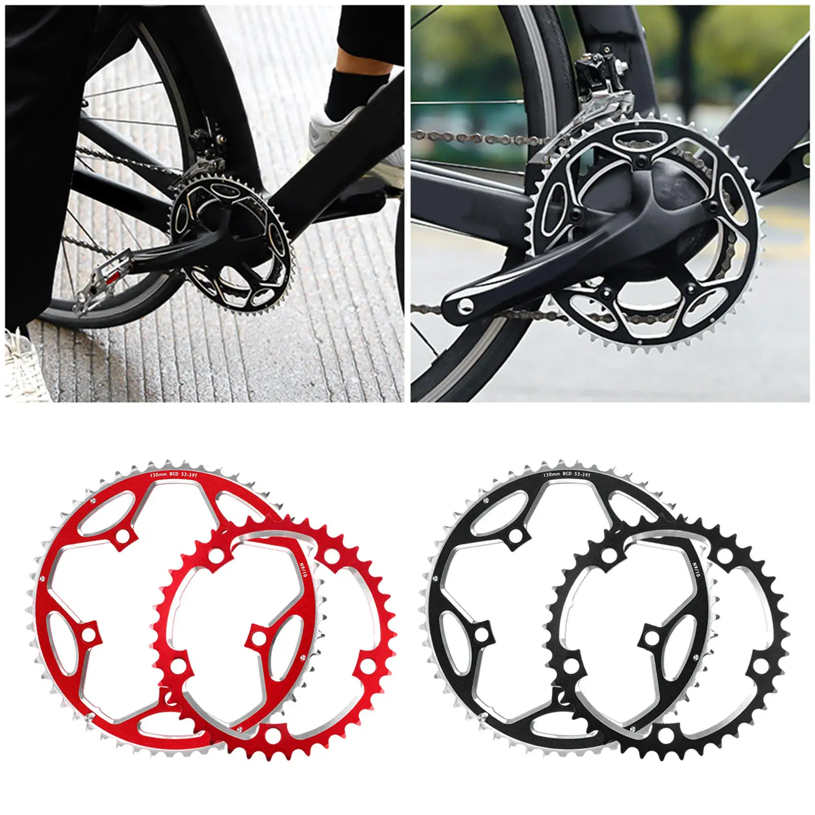 Road Bike Chainring Aluminum Alloy 130mm BCD Round Bicycle Chainring 39-53T for 8-11 Speed Parts Supplies Repair