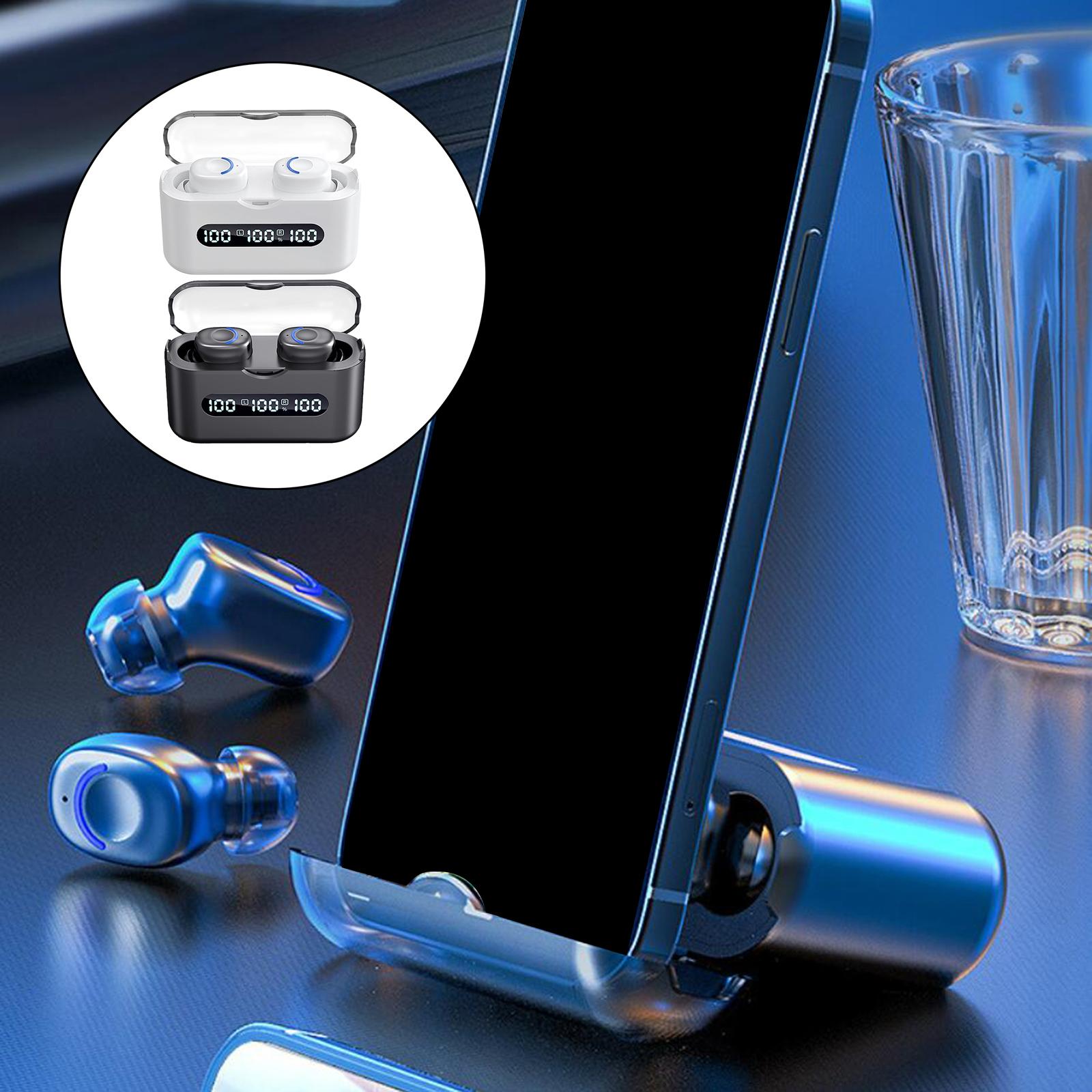 V5.2 Earbuds with Charging Case Touch Control True Wireless LCD Display Surround ABS Earbuds for Running Game Business Laptop PC